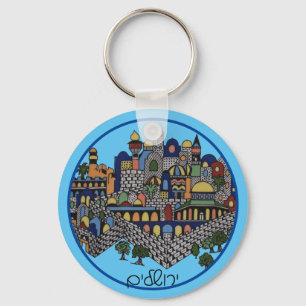 Chaveiro Cerâmica Colorida Hebraica Jerusalém