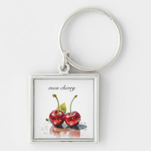 Chaveiro Cerejas Sweetheart em Aquarela, personalizado