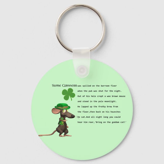 Chaveiro Cerveja irlandesa de bebendo de rato (Frente)
