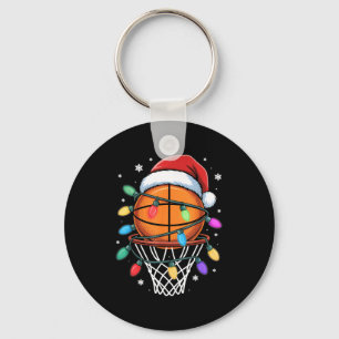 Chaveiro Cesta de Basquete de Natal Chapéu de Papai Noel Ba
