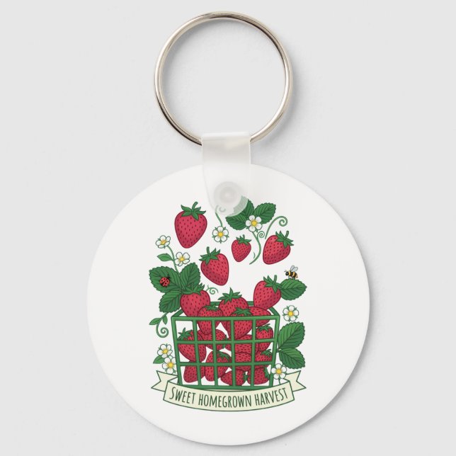 Chaveiro Cesta de Morango Fruta Doce de Frutas  (Frente)