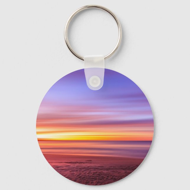 Chaveiro Céu do Pôr do Sol sobre Praia e Mar (Frente)