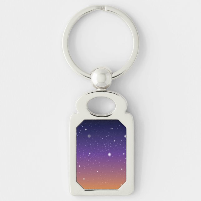 Chaveiro Céu roxo e dourado estrelado do pôr do sol (Frente)