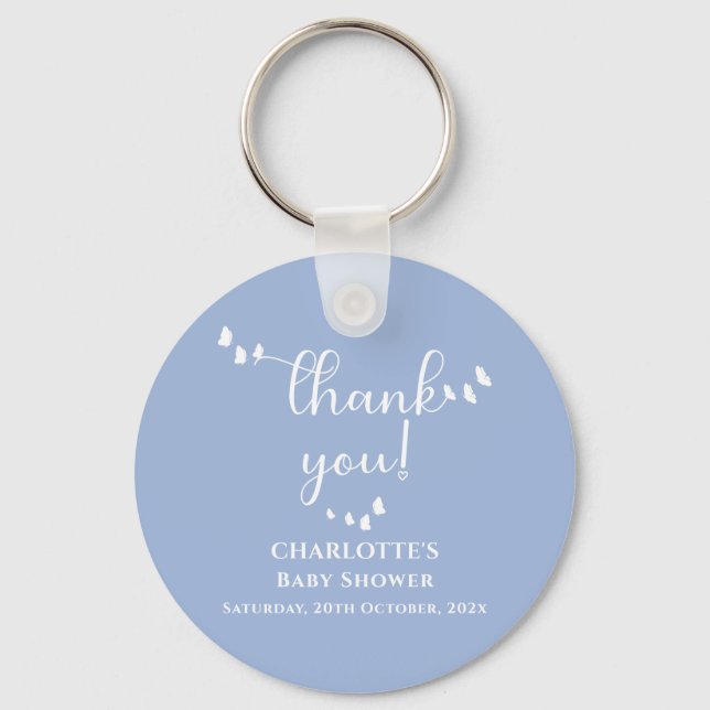 Chaveiro Chá de Bebê com Caligrafia de Borboleta Minimalist (Frente)