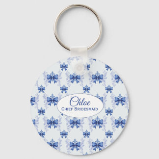 Chaveiro Chá de Bebê Elegante com Laço Azul