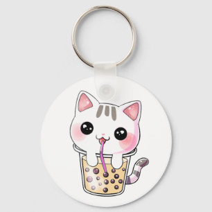 Chaveiro chá de bolhas do gato kawaii