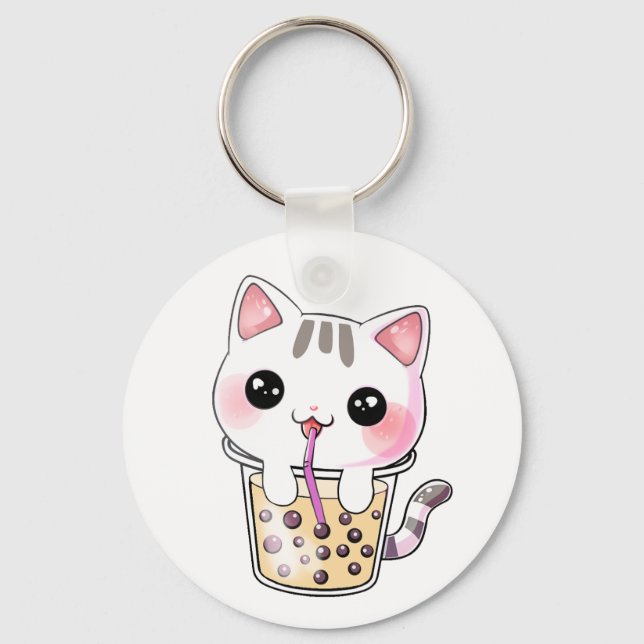 Chaveiro chá de bolhas do gato kawaii (Frente)