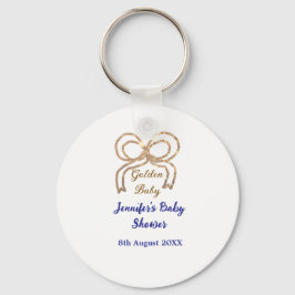 Chaveiro chá de fraldas azul real arco  brilhante ouro