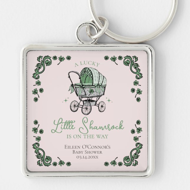 Chaveiro Chá de fraldas de Dia de São Patrício de Shamrock (Frente)