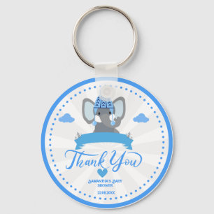 Chaveiro Chá de fraldas de Elefante Azul Personalizado
