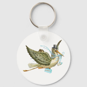 Chaveiro CHÁ DE FRALDAS DE GAROTOS azul branco