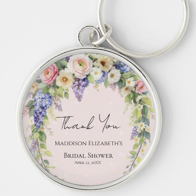Chaveiro Chá de Noiva Floral de Primavera (Frente)