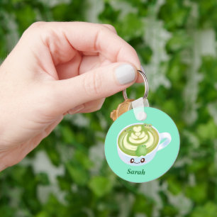 Chaveiro Chá Verde Quente Latte Com Sapos Bonitos