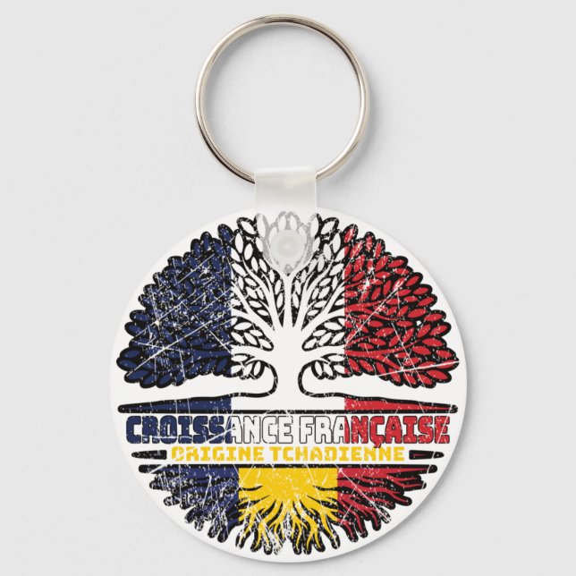 Chaveiro Chade Chade French France Tree Roots Flag (Frente)
