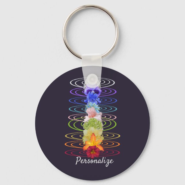 Chaveiro Chakra Flores Zen Yoga Espiritual Personalizado (Frente)