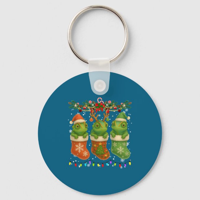 Chaveiro Chameleon In Christmas Socks Lights Chameleon Xmas (Frente)