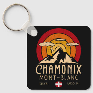 Chaveiro Chamonix França Retro Sunset Skiing Souvenirs 80s