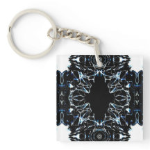 Chaotic Abstract Blue on Black and White Fluid Art