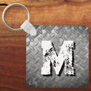 Chaveiro Chapa de diamante de aço personalizada monograma m