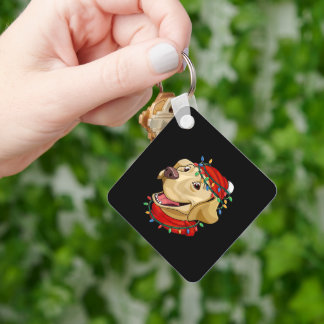 Chaveiro Chapéu de Natal do Labrador para Homens, Mulheres 