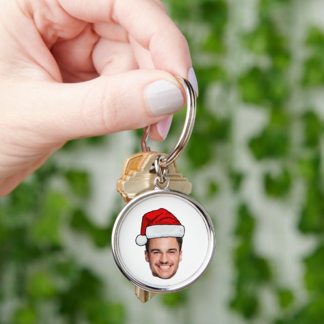 Chaveiro Chapéu de Papai Noel com Foto Personalizada de Nat (Mão)