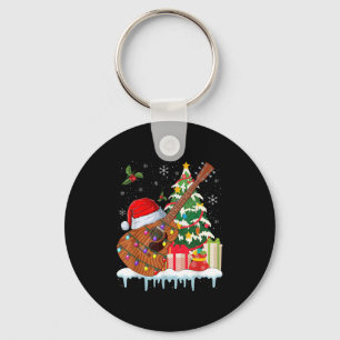 Chaveiro Chapéu de Papai Noel de Guitarra Natal Músicos Gui