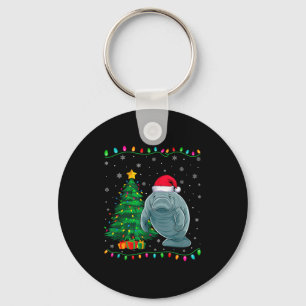 Chaveiro Chapéu de Papai Noel de Peixe-boi para Homens Mulh