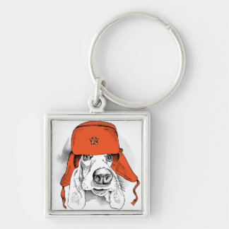 Chaveiro Chapéu vermelho de Basset Hound | Ushanka