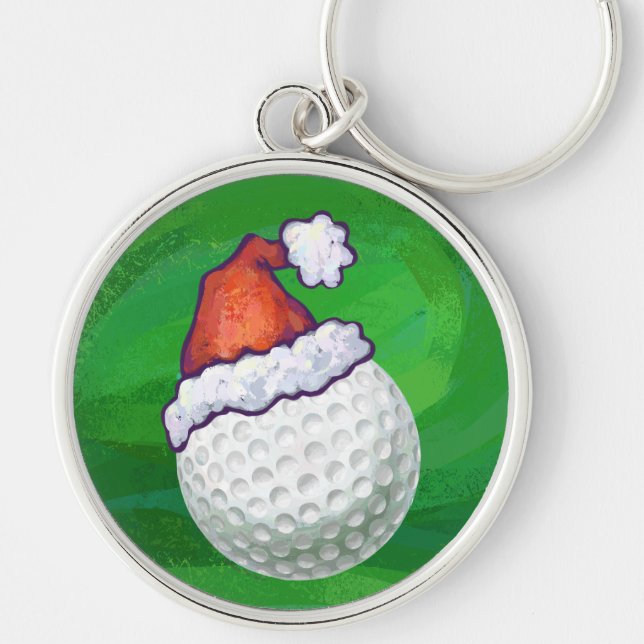 Chaveiro Chapéus de Natal de Golf Ball (Frente)