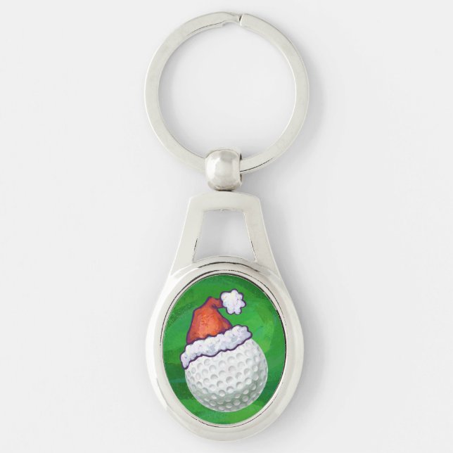 Chaveiro Chapéus de Natal de Golf Ball (Frente)