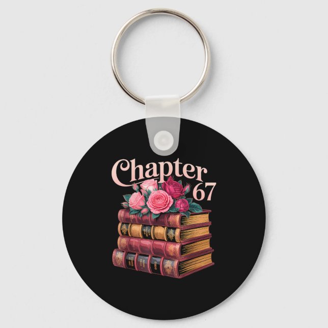 Chaveiro Chapter 67 Floral Book Stack Design  (Frente)