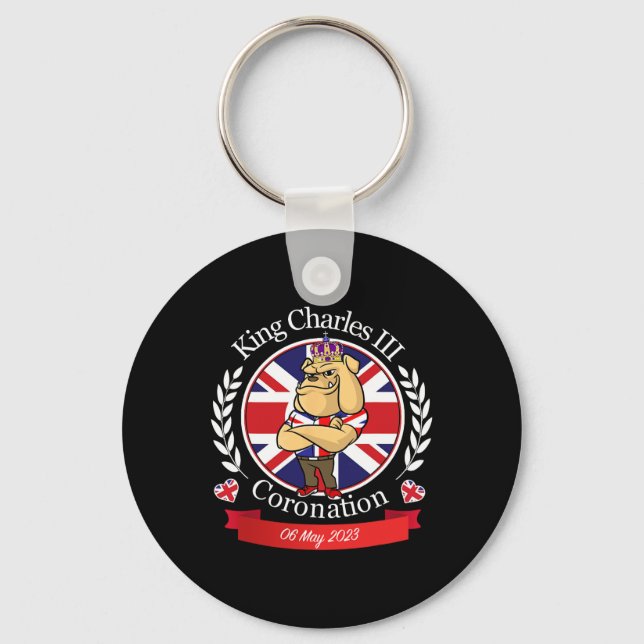 Chaveiro Charles Coronation English Bulldog Em Uma Coroa (Frente)