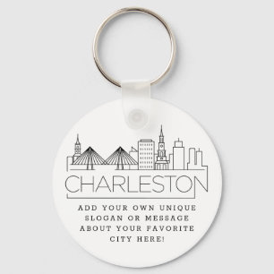 Chaveiro Charleston, SC Estilizado Skyline  Slogan Personal