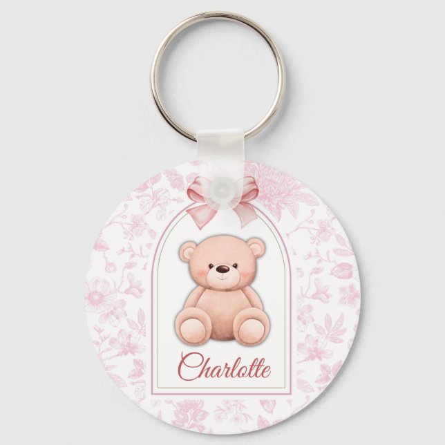 Chaveiro Charlotte | Design de Enfermeiro de Urso Rosa Pers (Frente)