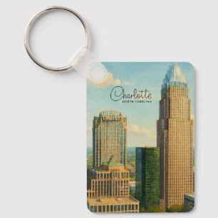 Chaveiro Charlotte NC Aquarela Horizonte Viagem