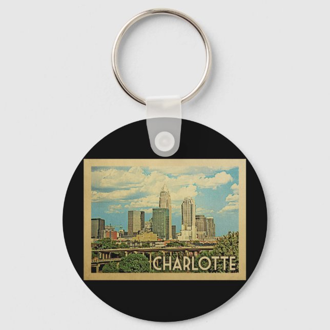 Chaveiro Charlotte North Carolina Viagens vintage (Frente)