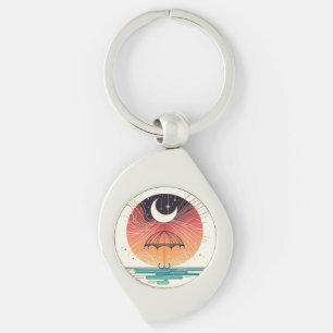 Chaveiro Charme de Arte da Linha Boho Crescente Chuva