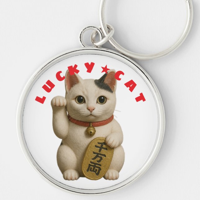 Chaveiro Charme de Gatos Sortudos Japonês (Frente)