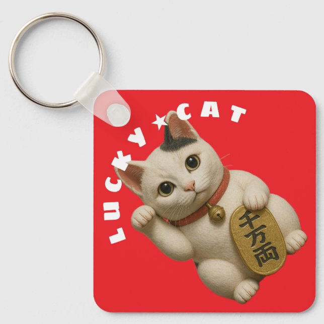 Chaveiro Charme de Gatos Sortudos Japonês (Frente)