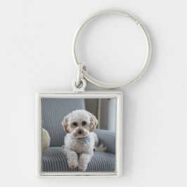 Chaveiro Charme quadrado metálico personalizado