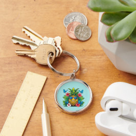 Chaveiro Charme Tropical da Borboleta do Abacaxi