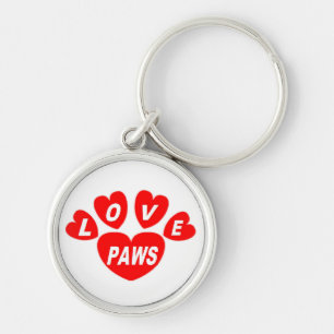 Chaveiro Chave Chain Love Paws Coração Vermelho