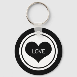 Chaveiro Chave de Coração Sonora, Preta e Branca