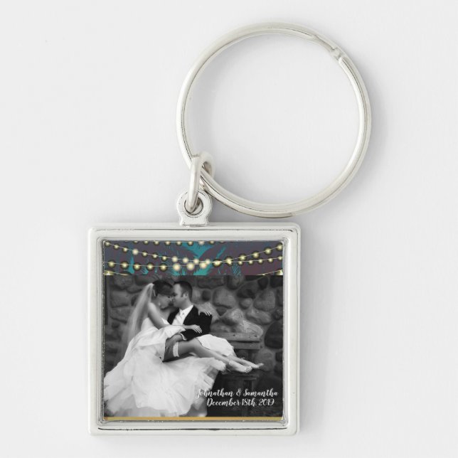 Chaveiro Chave de Foto Personalizada Cadeia de Praia Sunset (Frente)