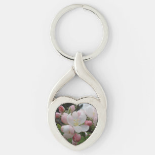 Chaveiro Chave do Coração da Flor Cor-de-Rosa/Branco