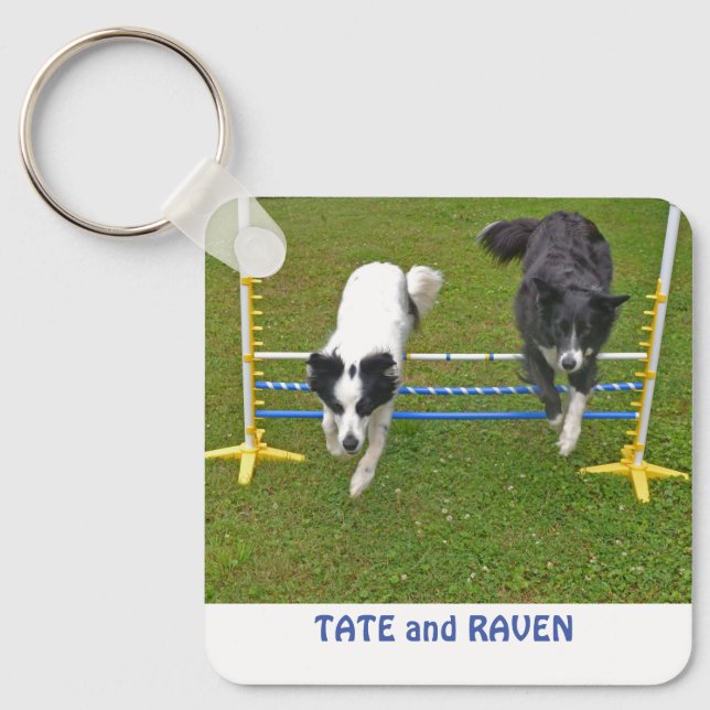 Chaveiro Chaveiro, 2,25" x Collies de 2,25" saltando (Frente)