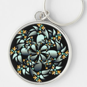 Chaveiro Chaveiro, design floral bonito, cinza de prata,