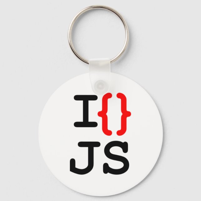 Chaveiro "Chaveiro I {} JS - Eu amo Javascript" (Frente)