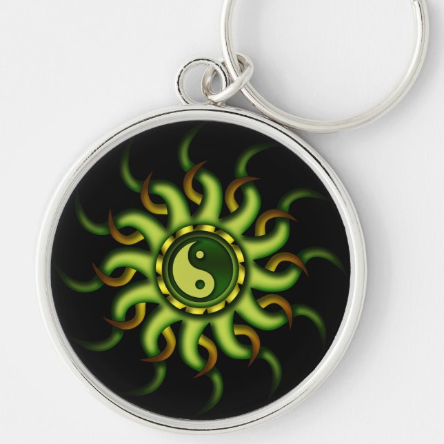 Chaveiro Chaveiro, Yin Yang Sun, verde do ouro (Frente)