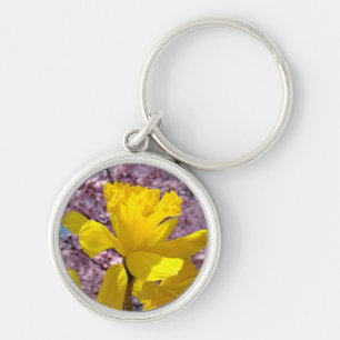 Chaveiro Chaves correntes de Flor de Narciso Amarela Brilha